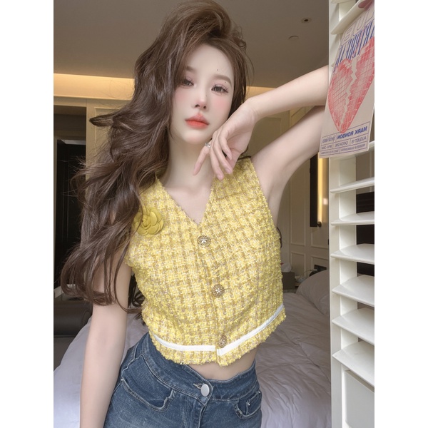 Áo Ngắn Không Tay Thiết Kế Mới Ngọt Ngào Thời Trang Mùa Hè Dành Cho Nữ