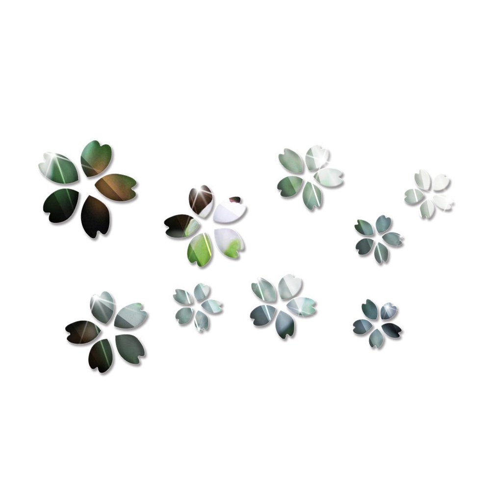 Bộ 9 Miếng Dán Tường Tráng Gương Hình Hoa 3D DIY Trang Trí Nhà Cửa