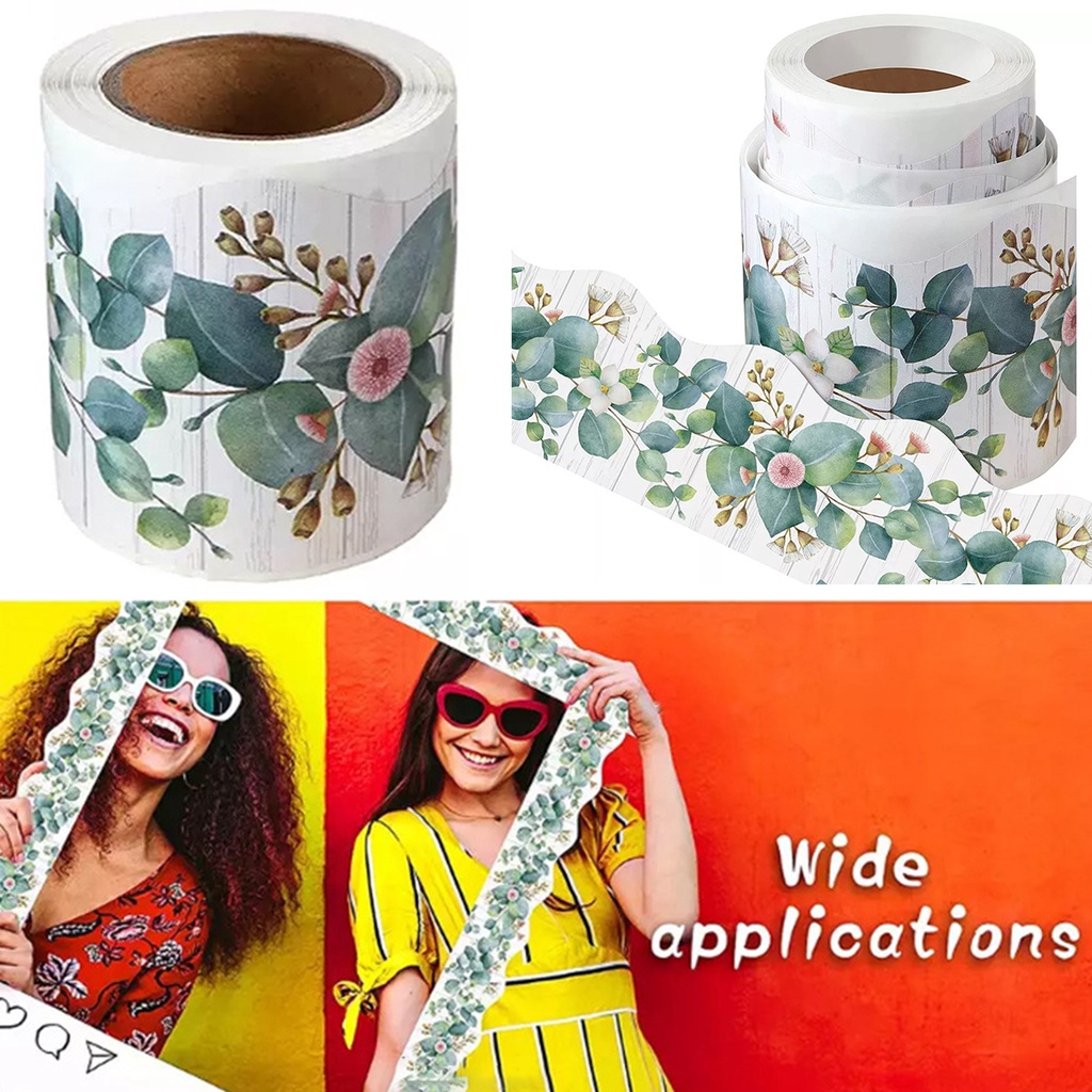 1 Cuộn 5M Sticker Dán Tường Chống Thấm Nước Hình Hoa Lá Bạch Đàn