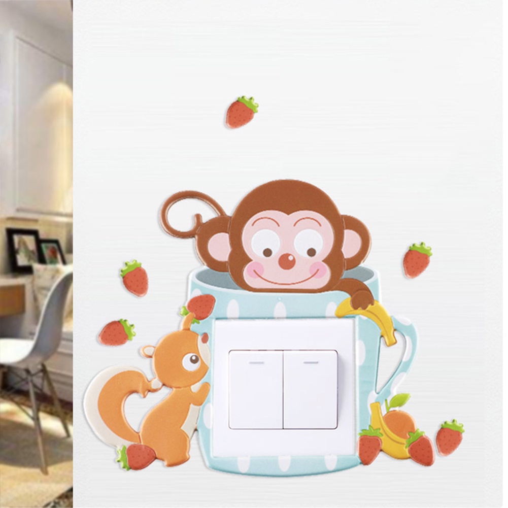 Miếng Dán Trang Trí Công Tắc Đèn Hình Khỉ Hoạt Hình Đáng Yêu