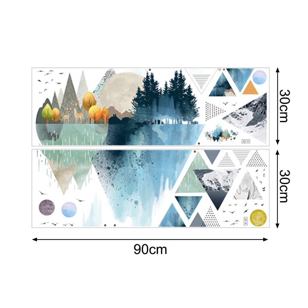 Bộ 2 Miếng Dán Tường Bằng PVC Tự Dính Hình Phong Cảnh Núi Trừu Tượng Phong Cách Bắc Âu Độc Đáo Trang Trí Nhà Cửa