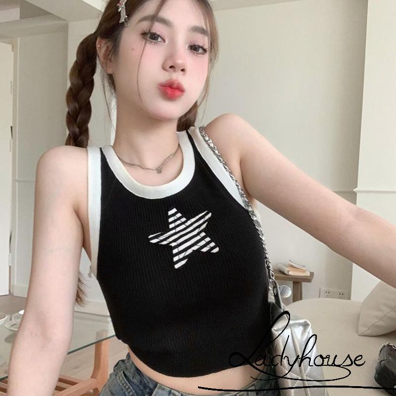 Áo Tank Top Không Tay Cổ Tròn In Họa Tiết Ngôi Sao Thời Trang Mùa Hè Cho Nữ