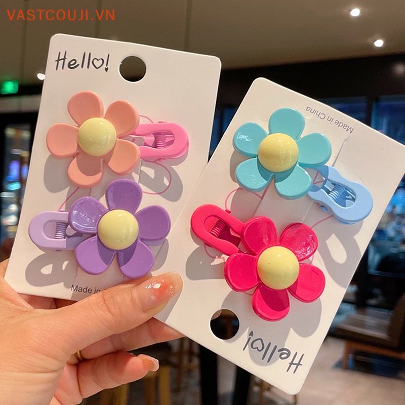 Set 2 Kẹp Tóc Hình Hoa Nhiều Màu Sắc Thời Trang Cho Nữ