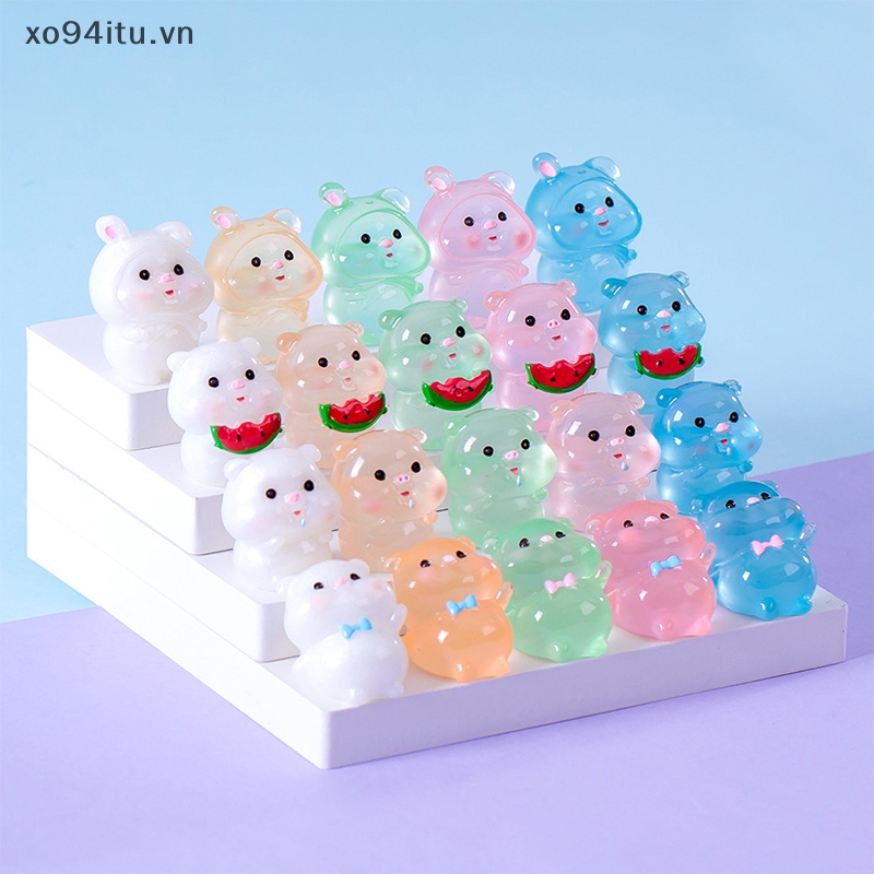 Mô Hình Chú Heo Mập Mạp Mini Bằng Nhựa Resin Phát Sáng Để Bàn Trang Trí Tiểu Cảnh / Xe Hơi