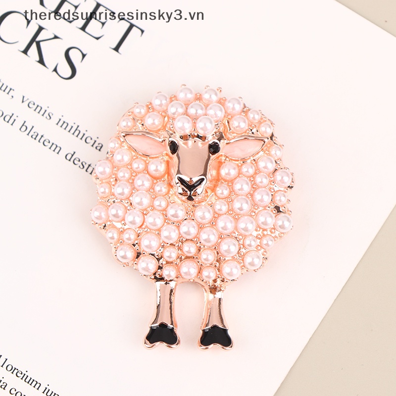 Ghim Cài Áo Hình Chú Cừu May Mắn Đính Ngọc Trai Giả Bằng Hợp Kim Thời Trang