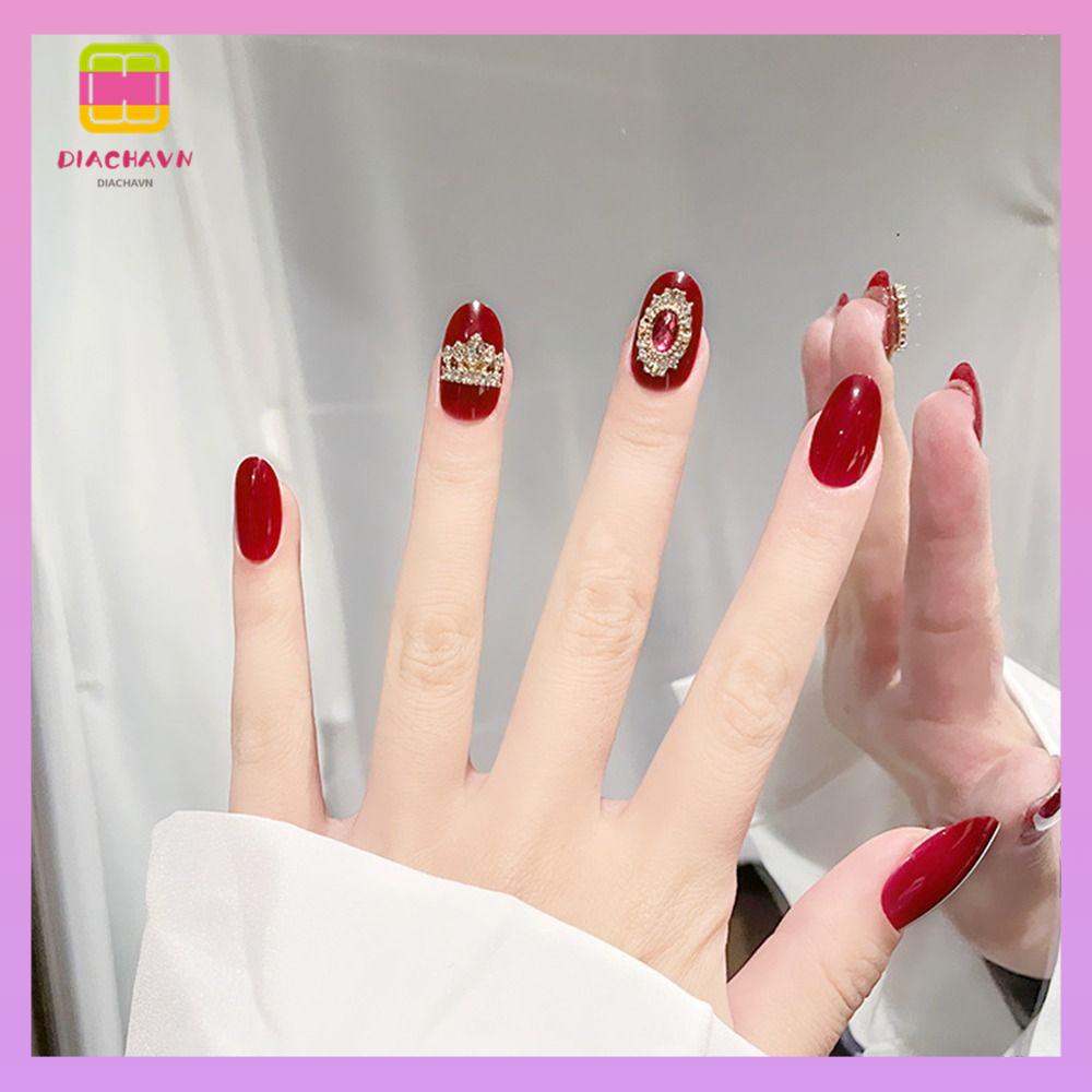 DIACHAVN Bộ 24 Móng Tay Giả Ngắn In Họa Tiết Da Báo / Hoa Có Thể Tháo Rời