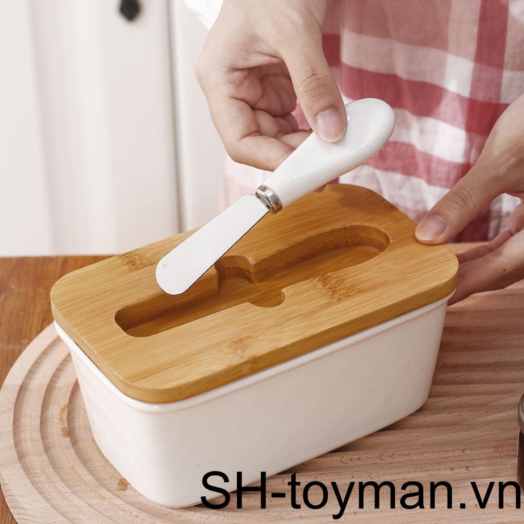 Giá Đỡ Bơ / Phô Mai Hình Chữ Nhật Bằng Sứ Tiện Dụng Cho Tủ Lạnh / Nhà Hàng