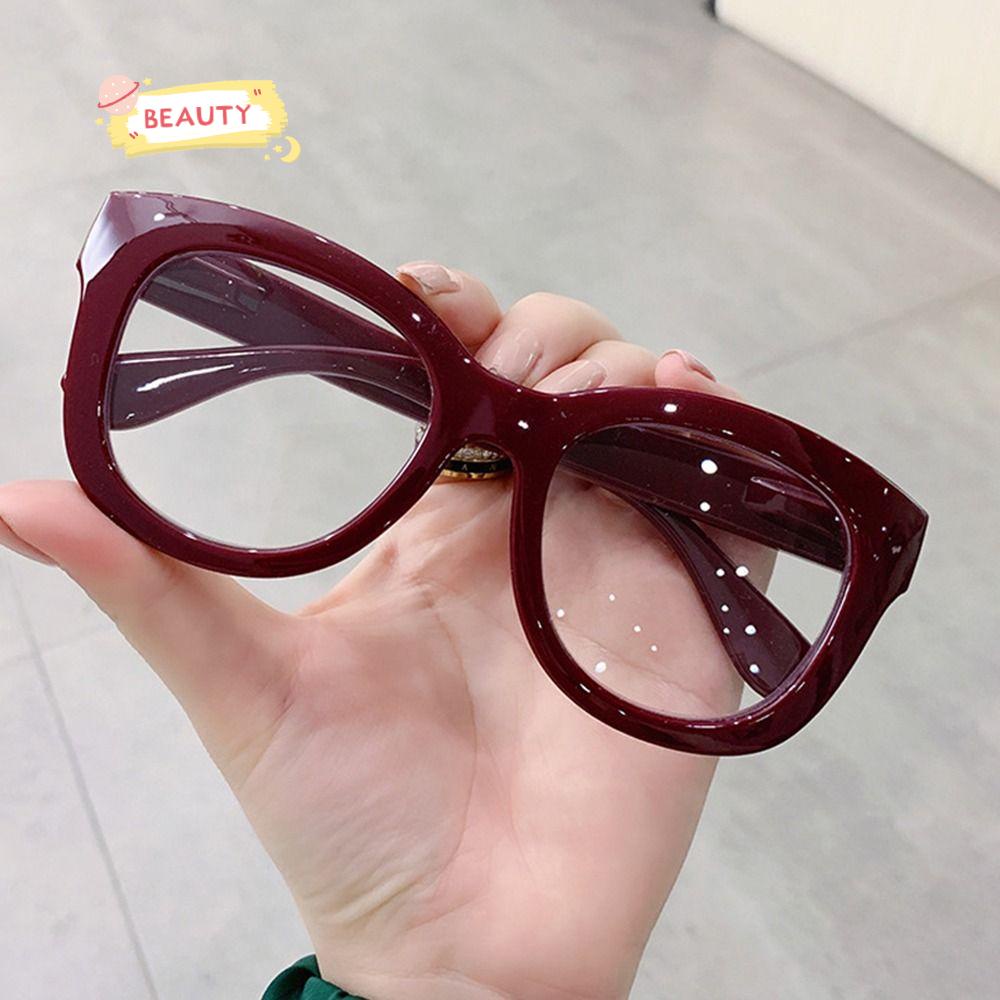 BEAUTY Kính Chống Tia UV Ánh Sáng Xanh Tròng Lớn In Họa Tiết Da Báo Bằng PC Siêu Nhẹ Cho Nữ