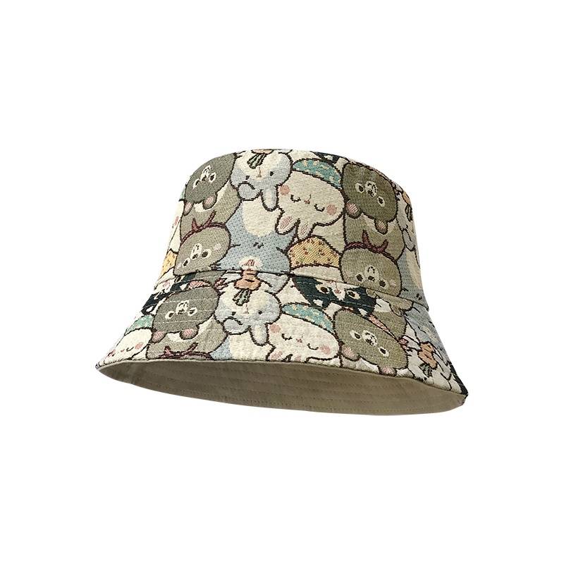 Nón Tai Bèo Hai Mặt Họa Tiết Gấu Hoạt Hình Dễ Phối Đồ Thời Trang Xuân Thu Cho Nữ