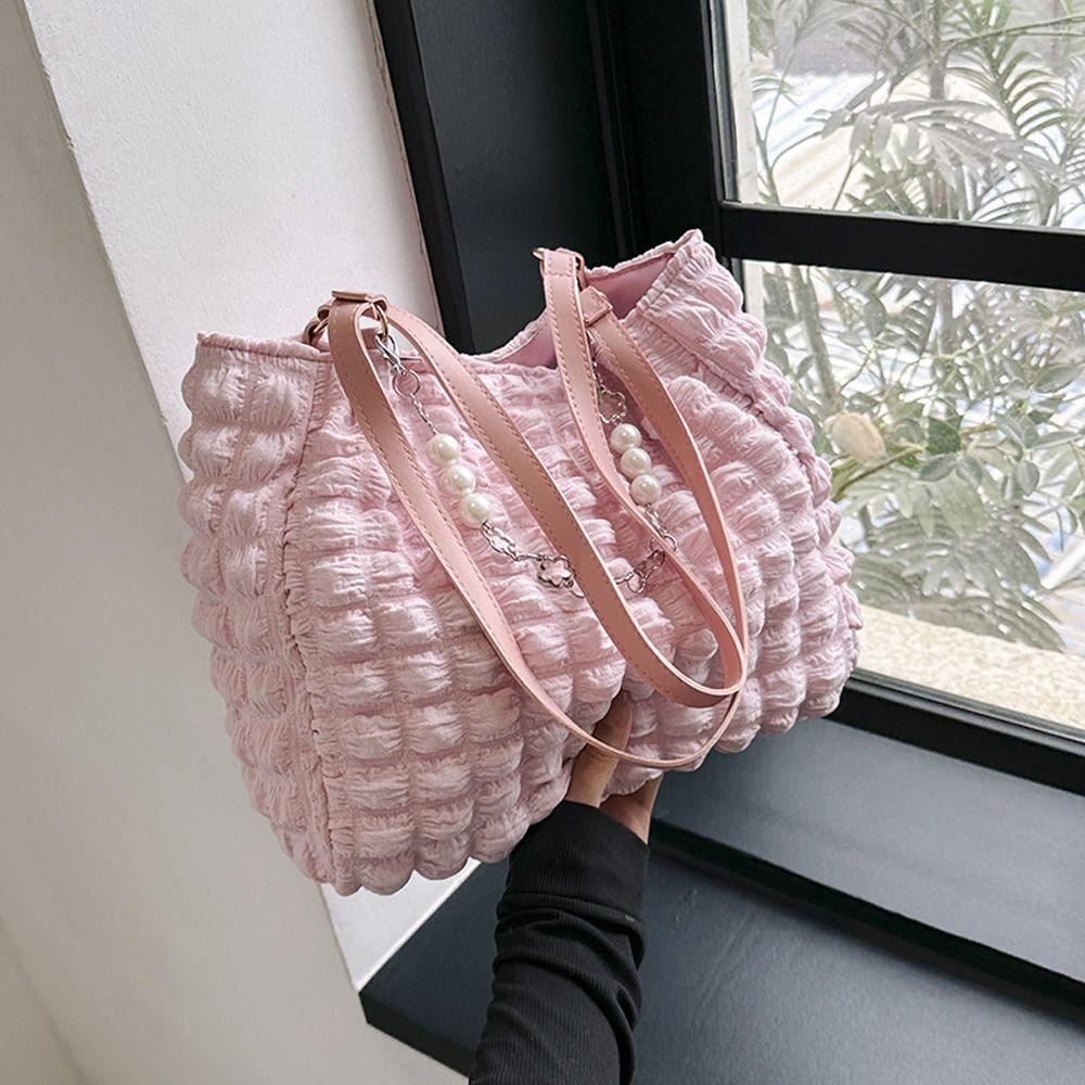 LOMBARD Túi Xách Đeo Vai / Kẹp Nách Xếp Ly Kẻ Sọc Ca Rô Cỡ Lớn Đơn Giản Cho Nữ