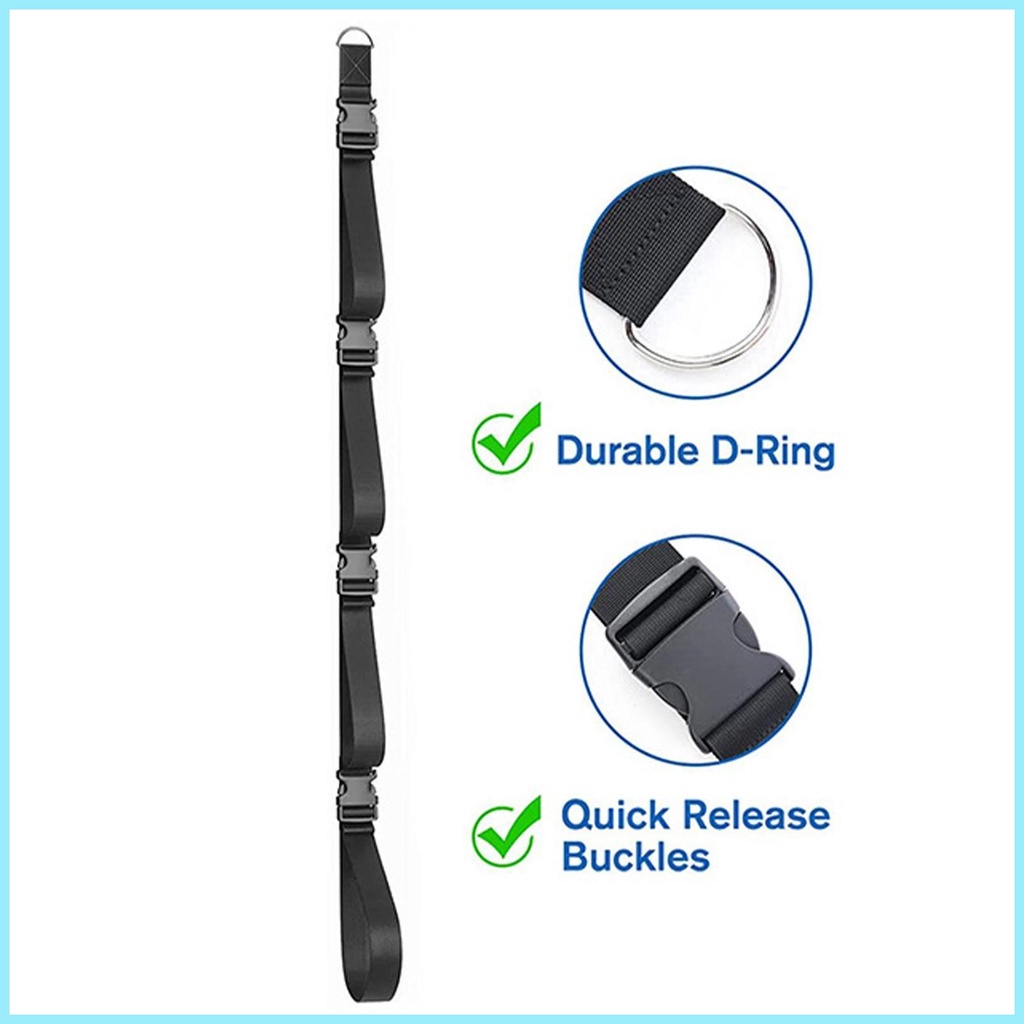 Set 2 Dây Đai Treo Lều Cắm Trại Kèm Vòng Chữ D Màu Đen Tùy Chỉnh Tiện Dụng