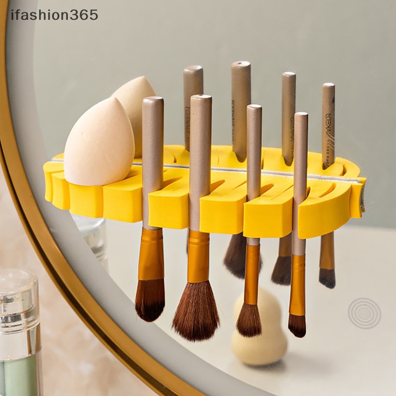 Giá Đỡ Cọ Trang Điểm 6 Nhánh Gắn Tường Tự Dính Tiện Lợi ifashion365