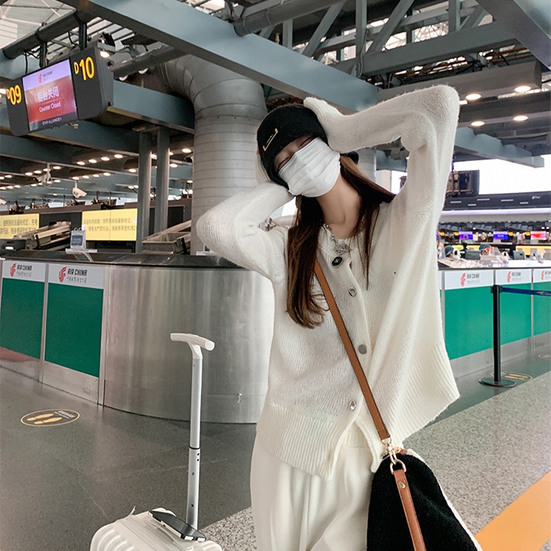 Áo Khoác cardigan Dệt Kim Tay Dài Dáng Rộng Phong Cách Hàn Quốc Thời Trang Thu Đông Mới