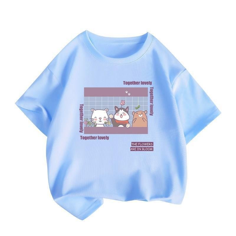 Áo Thun Cotton Trơn Tay Ngắn Phong Cách Thời Trang Mới 2023 Dành Cho Bé Trai Gái