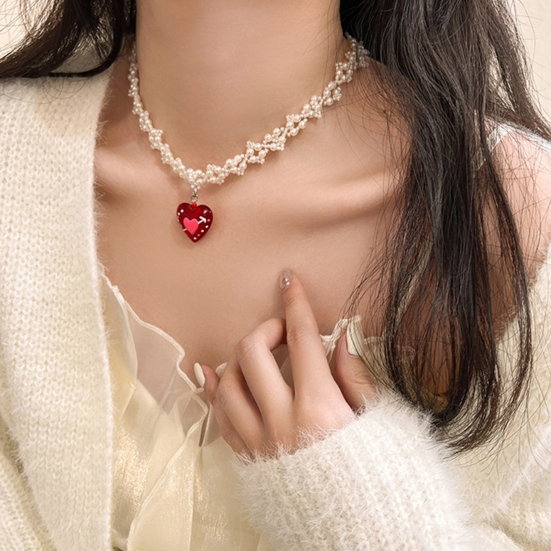 Mojito Vòng cổ Mặt Hình Trái Tim Bằng Nhựa Resin Và Ngọc Trai Trang Trí Tiệc Cưới