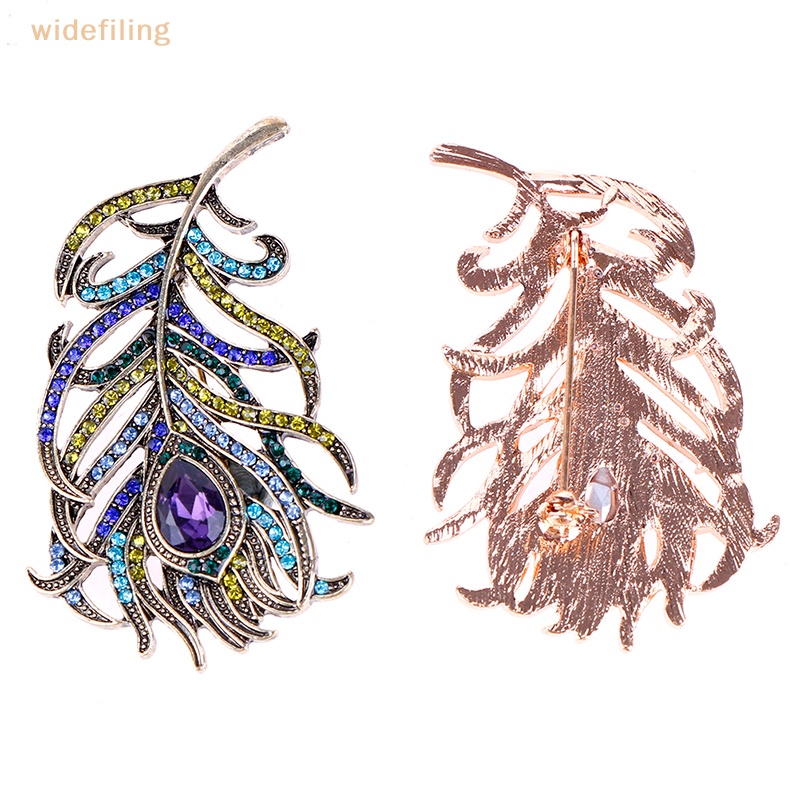 Trâm Cài Áo Hình Lông Công Bằng Pha Lê Tráng Men Sâu Phụ Kiện Đám Cưới Đẹp