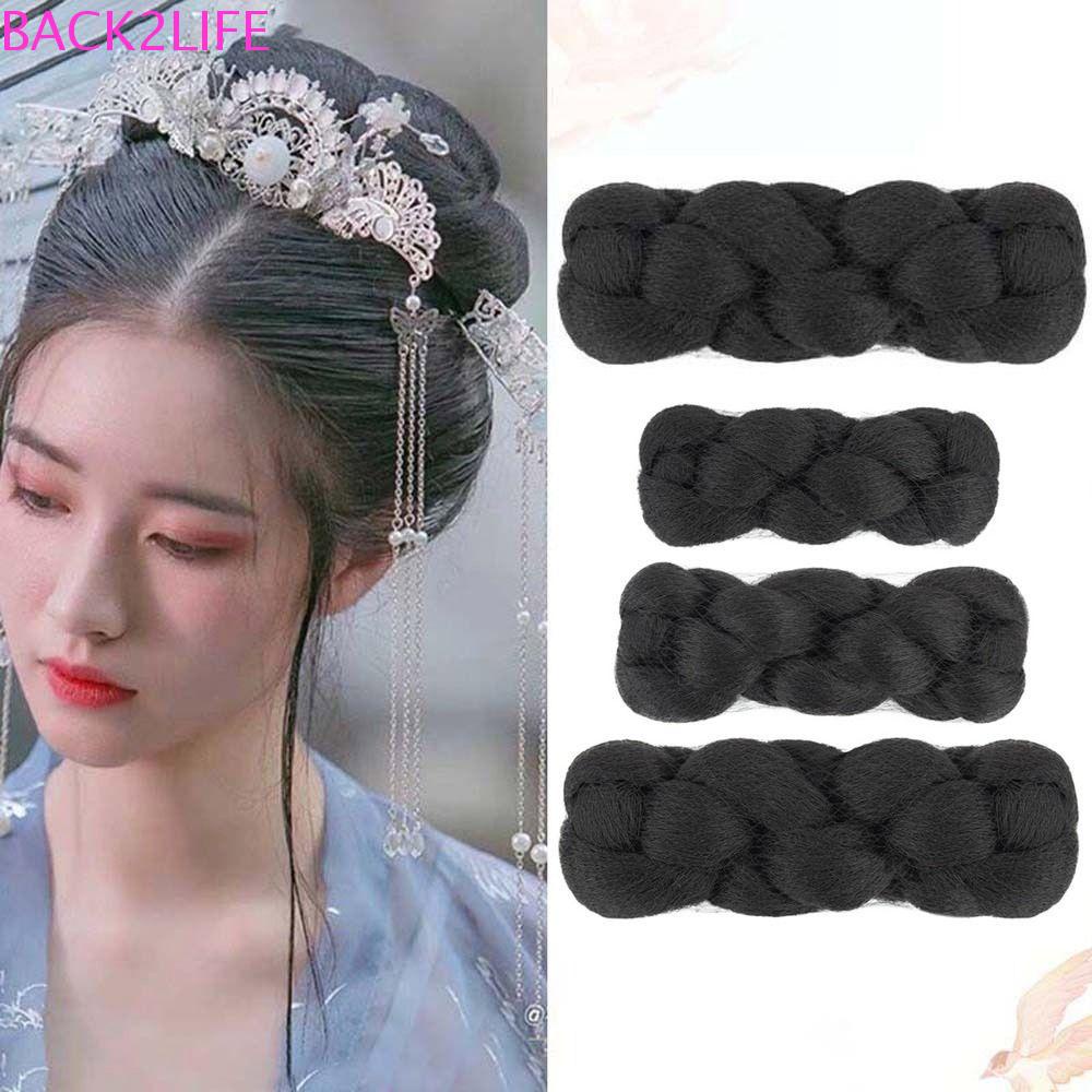 BACK2LIFE Tóc Giả Bện Bằng Sợi Tổng Hợp Màu Đen Tự Nhiên Phong Cách Công Chúa Cổ Điển