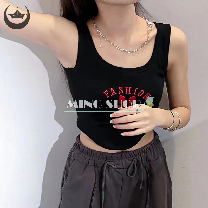 Áo Hai Dây Cổ Chữ U Thêu Chữ Thời Trang Mùa Hè Dành Cho Nữ