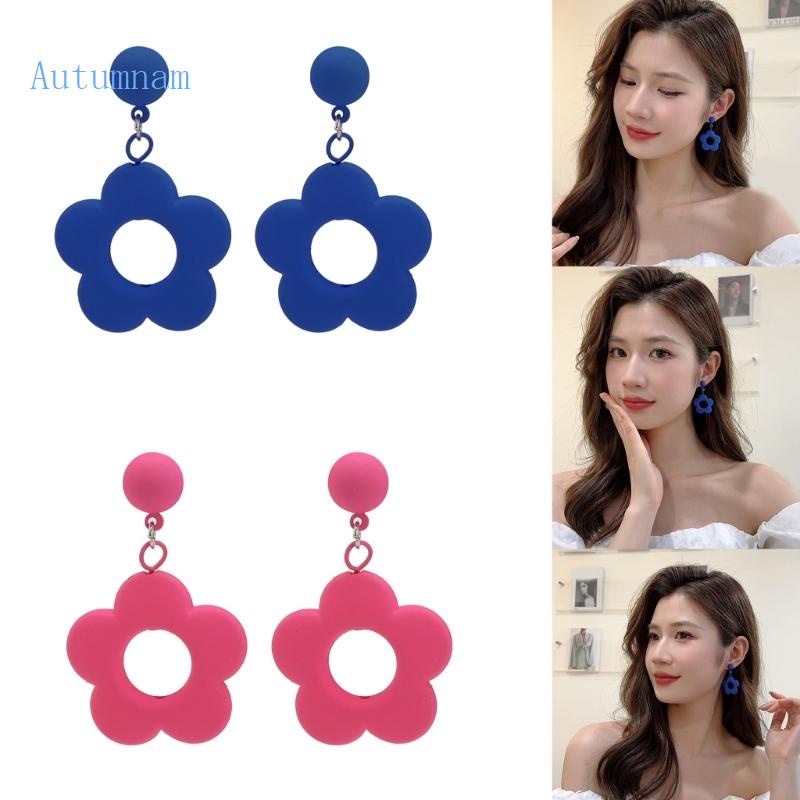 Bông Tai Hình Hoa Bằng Acrylic Màu Sắc Ngọt Ngào Phong Cách Bohemian Thời Trang Cho Nữ