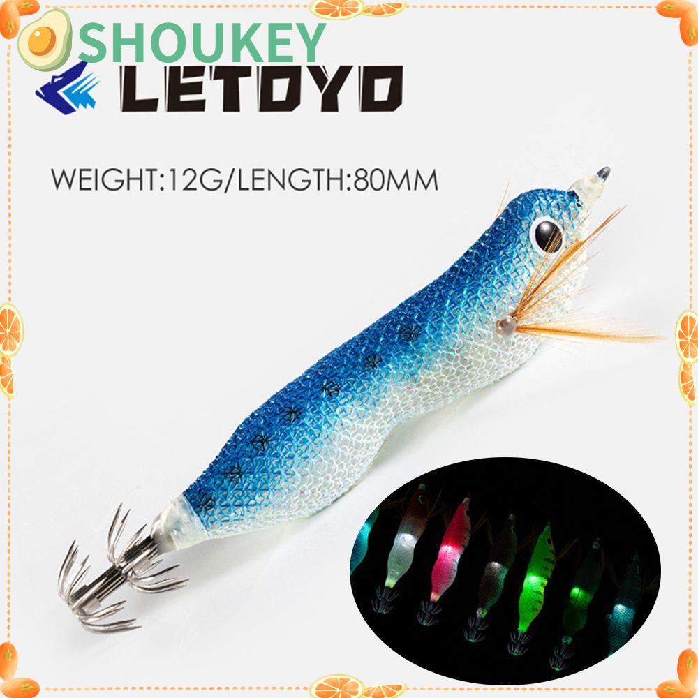 SHOUKEY Mồi Câu Cá Hình Con Tôm Bằng Gỗ Phát Sáng Trong Đêm Năm 2021