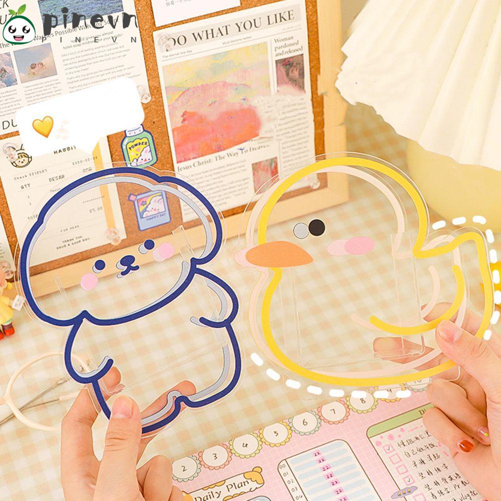 PINEVN Lọ Đựng Bút Bằng Acrylic Hình Thỏ Dễ Thương Có Kẹp Tiện Dụng Sắp Xếp Gọn Gàng