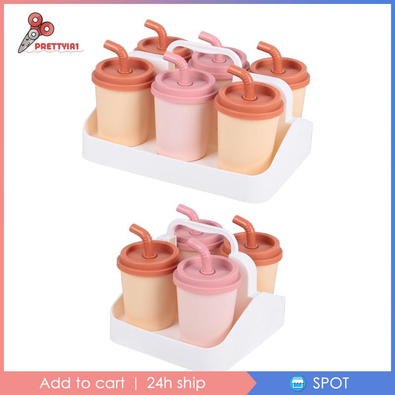 Khuôn Làm Kem Que Hình Trà Sữa Có Nắp Đậy DIY Có Tay Cầm Hoạt Hình Dành Cho Cửa Hàng