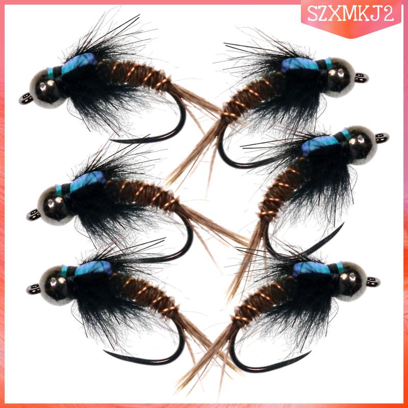 Bộ 6 Mồi Câu Cá Hình Ruồi Chống Thấm Nước #8 #10 #12 Phao Câu Cá Chất Lượng Cao Chuyên Dùng