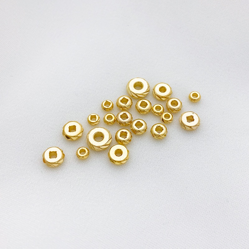 Túi Hạt Tròn Dẹp Cắt Dẹp Hình Hoa Màu Vàng 14K Làm Trang Sức Thủ Công diy