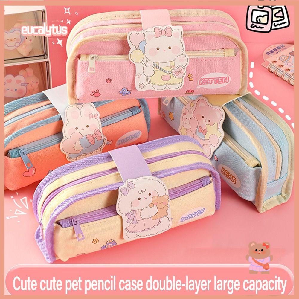 EUTUS Túi Đựng Bút Hoạt Hình Sức Chứa Lớn Có Dây Kéo