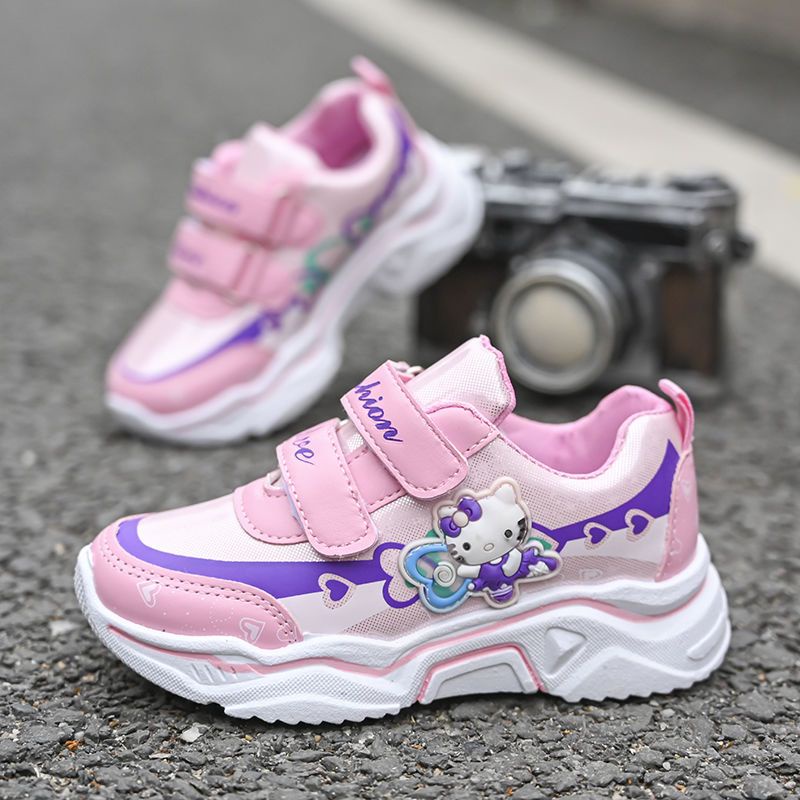 IKIDS Trẻ em thoáng khí giày đơn da mặt giày bình thường giày thể thao du lịch cho trẻ em gái