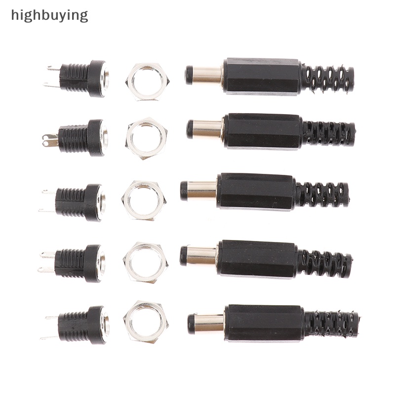 Bộ 5 Cặp Phích Cắm Nguồn DC Đực Cái 5.5 x 2.1 12V DC Mới