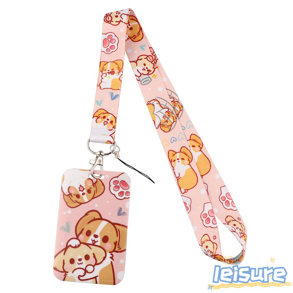 LEISURE Móc Khóa Hình Chú Chó Dacron ID Có Dây Đeo Cổ Cho Văn Phòng