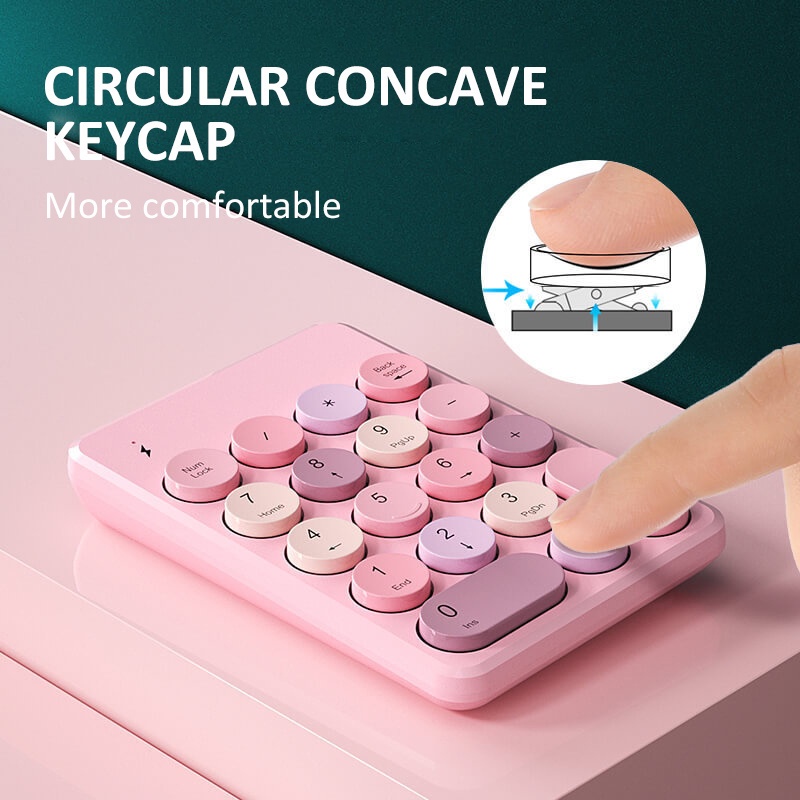 Bàn Phím Số 18 Phím Bluetooth Không Dây Màu Sắc Ngọt Ngào Cho Laptop PC