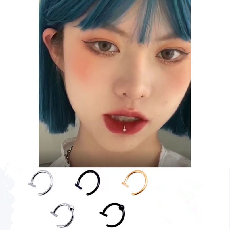 Khuyên Xỏ Mũi / Môi Không Xỏ Lỗ Bằng Thép Không Gỉ Cá Tính Dành Cho Nam Và Nữ