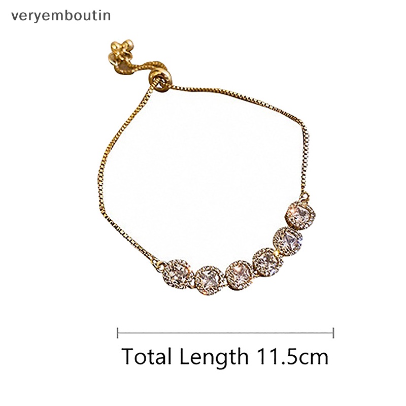 Vòng Tay Mạ Vàng Đính Đá Lấp Lánh Chất Lượng Cao Có Thể Điều Chỉnh Cho Nữ