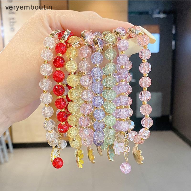 Vòng Tay Chuỗi Hạt Pha Lê Nhiều Màu Họa Tiết Hoa Cúc Thời Trang Xinh Xắn Cho Nữ