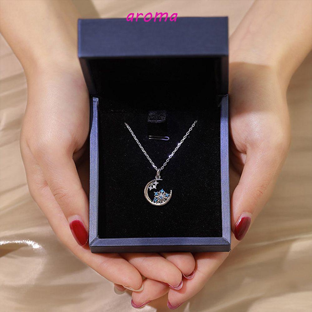AROMA Vòng cổ Mặt Trăng Và Bông Tuyết Đơn Giản Thời Trang Hàn Quốc