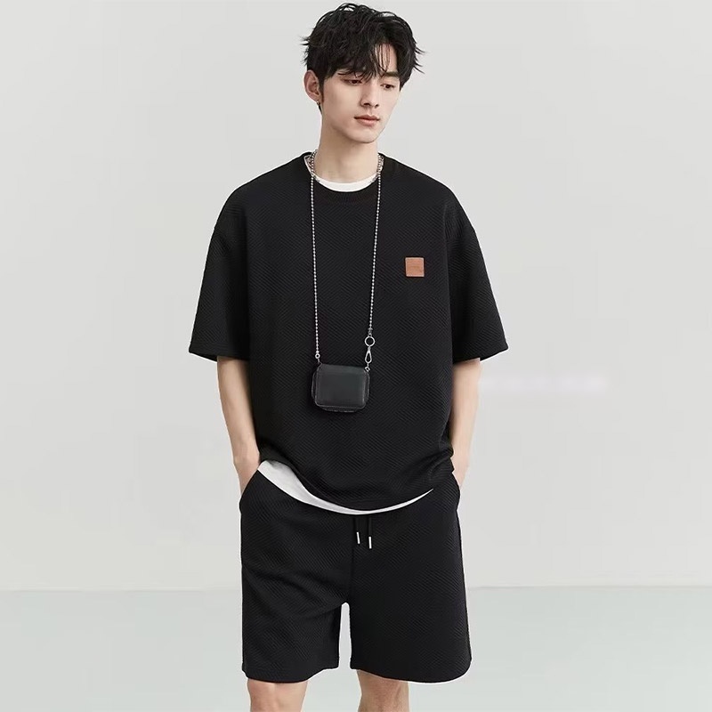 Áo Thun Thể Thao Tay Ngắn Vải Waffle Dáng Rộng Đa Năng Chất Lượng Cao Cho Nam