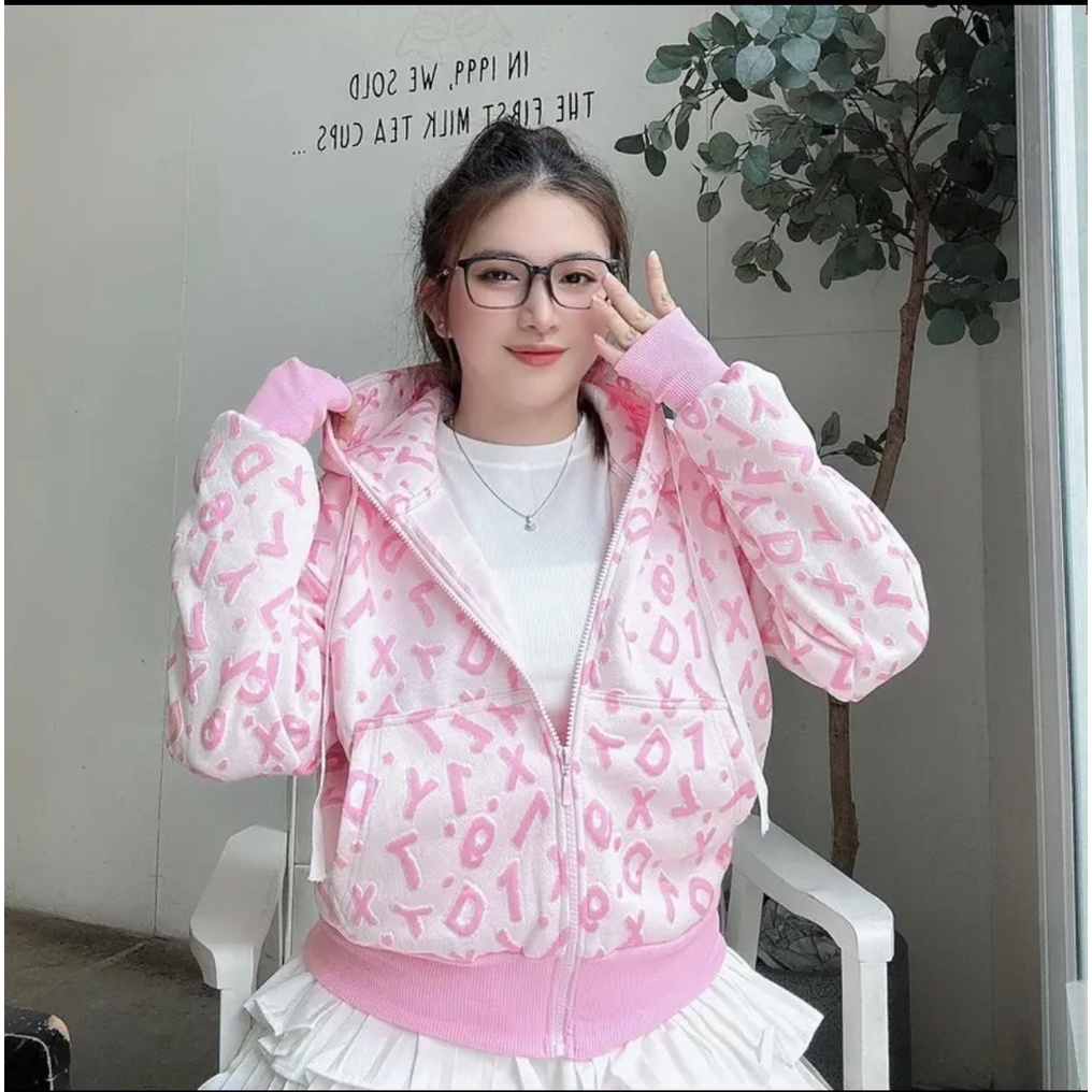 Áo Khoác Chống Năng Nón To Hoạ Tiết Chữ