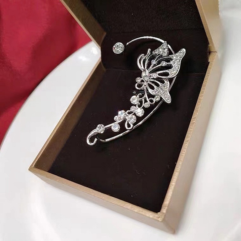 1 Khuyên Kẹp Vành Tai Không Xỏ Lỗ Hình Bướm Đính Đá Zircon Sang Trọng