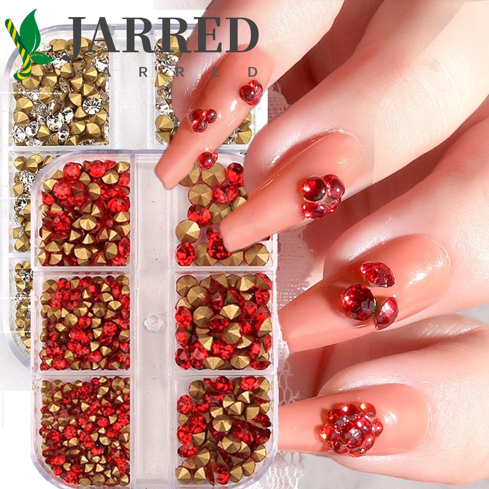 JARRED Phụ Kiện Trang Trí Móng Tay 3D Nhiều Màu Lấp Lánh Charms