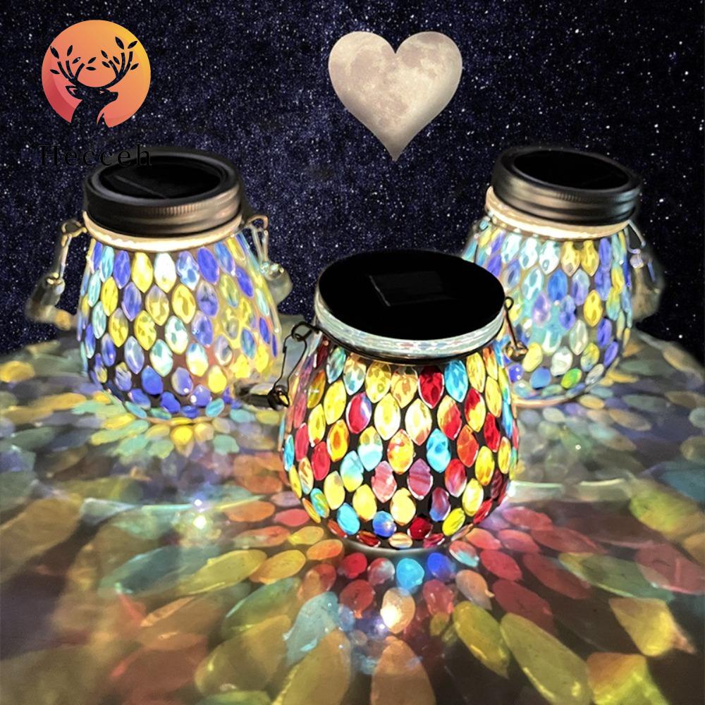 HECCEH Lọ Thủy Tinh Đựng Đèn Chiếu Hình Oval Chống Nước Sử Dụng Năng Lượng Mặt Trời