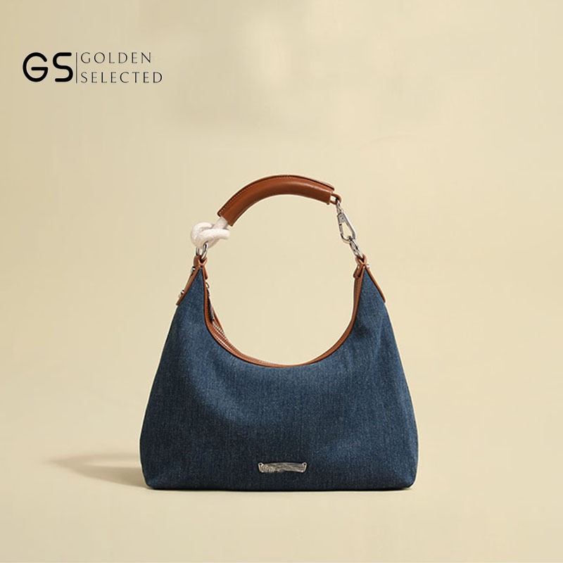 Túi Xách Đeo Vai Chất Liệu Denim Cao Cấp Phong Cách Retro Dành Cho Nữ