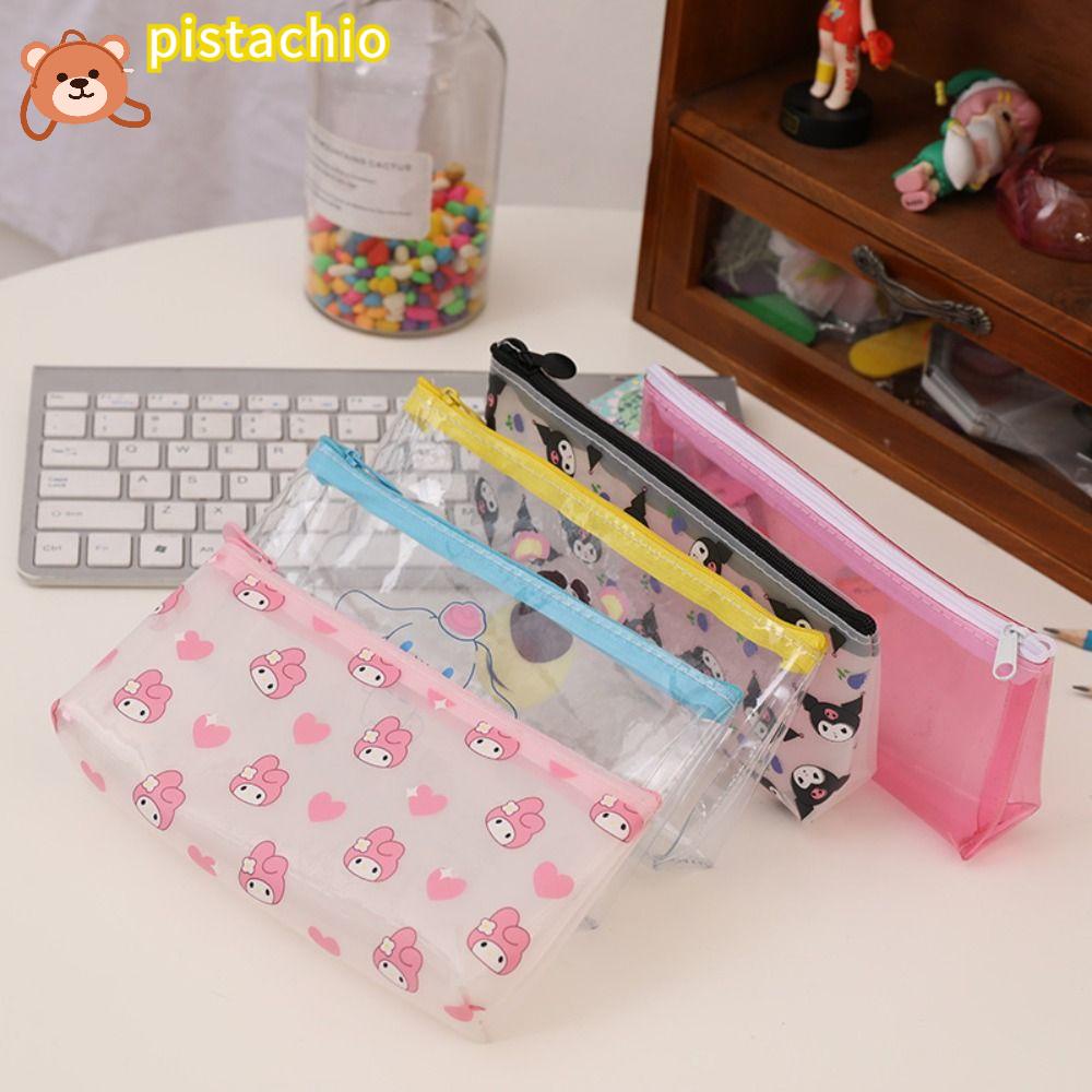 PISTA Túi Đựng Bút Trong Suốt Có Khóa Kéo Họa Tiết Kuromi / Melody / Cinnamoroll Dễ Thương
