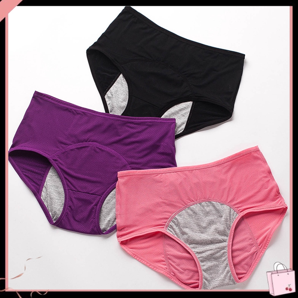 {Soltweter} Quần Lót Nữ Lưng Cao Màu Trơn Hút Mồ Hôi Chống Rò Rỉ Plus Size Mặc Hàng Ngày