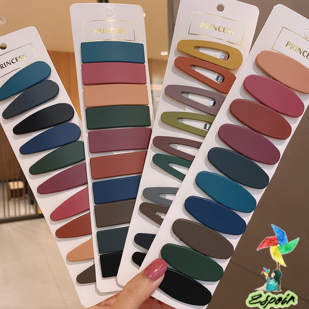 ESPO Set 10 Kẹp Tóc Màu Sắc Kẹo Ngọt Họa Tiết Hình Học Thời Trang