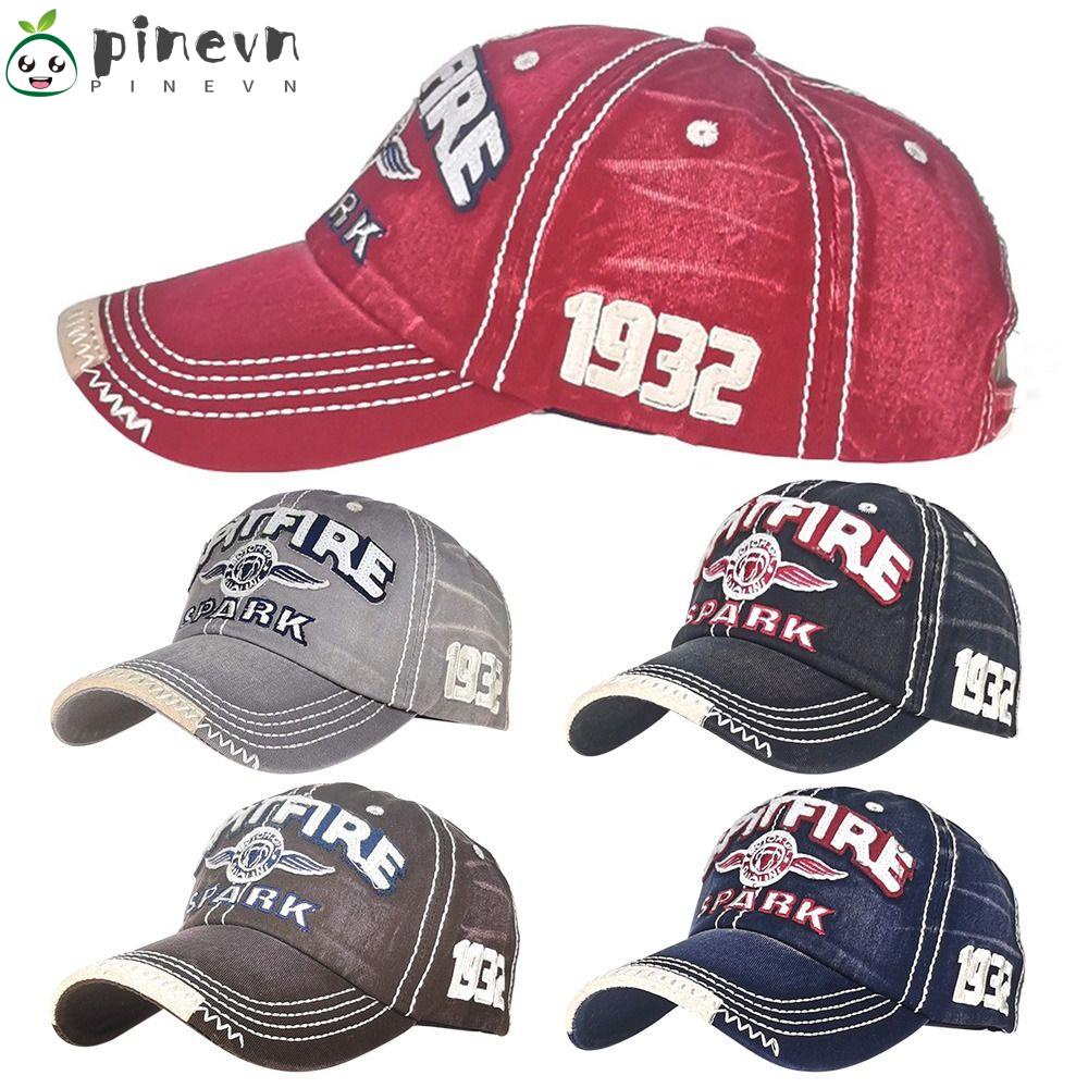 PINEVN Mũ Lưỡi Trai Thêu Chữ Phong Cách Vintage Thời Trang