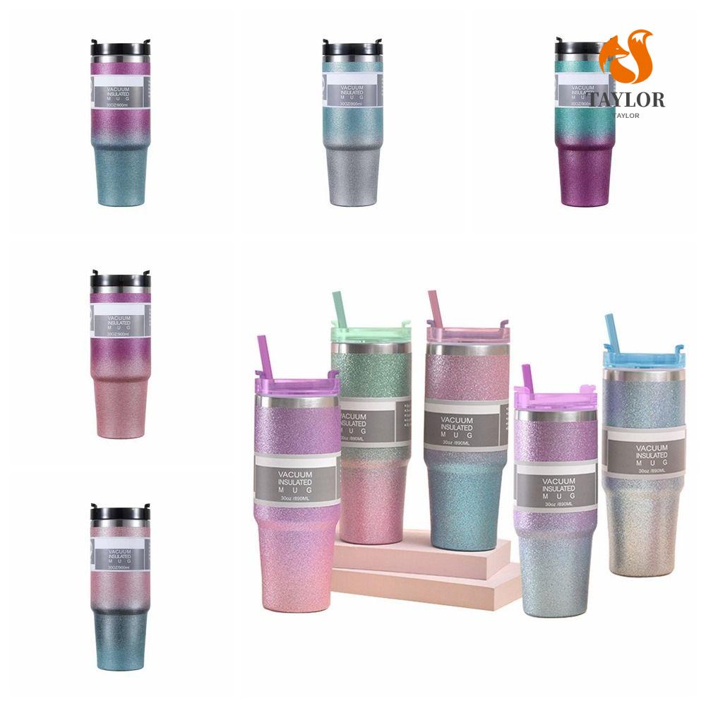 TAYLOR1 Bình Nước Giữ Nhiệt Hai Lớp 20oz / 30oz Có Ống Hút Tiện Dụng