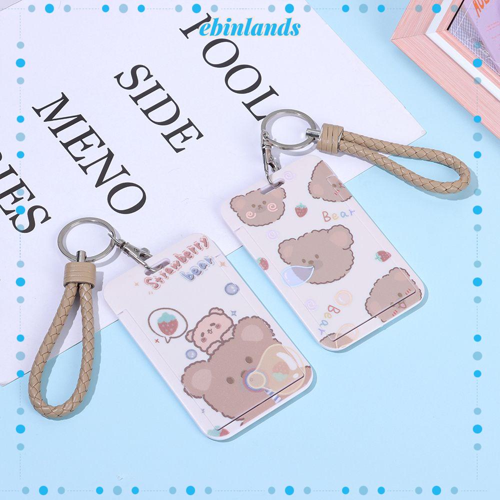 EBINLANDS Móc Khóa Đựng Thẻ Xe Bus / Thẻ Ngân Hàng Hình Gấu Dễ Thương Giá Đỡ