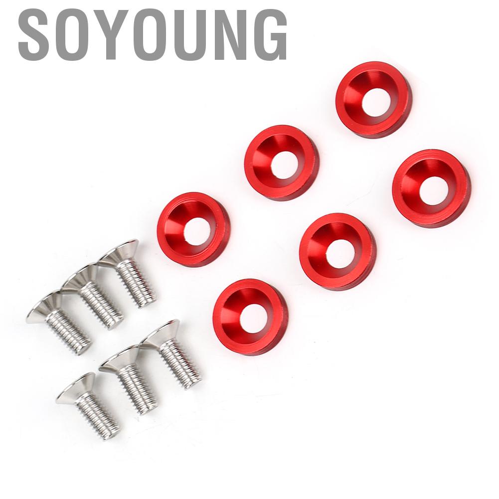 Soyoung 6pcs M8 Decorative Red Washers Screws Universal for Automobile Car  Bumper Engine Cover Auto Accessories